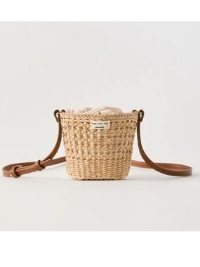 Zara Wicker Mini Lined Bucket Crossbody